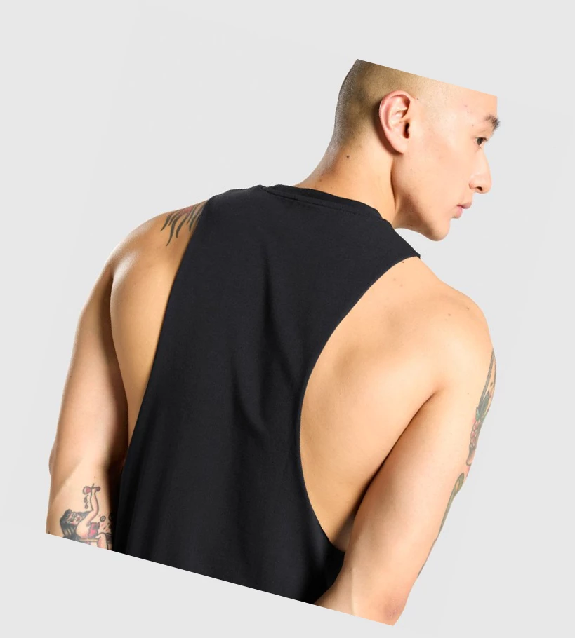 Gymshark Legacy Drop Arm Miesten Hihaton Paita Mustat Mustat | YKWICG630