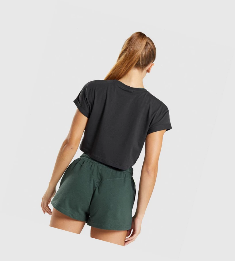 Gymshark Legacy Graafinen Crop Naisten T Paidat Mustat | GZKHQV473