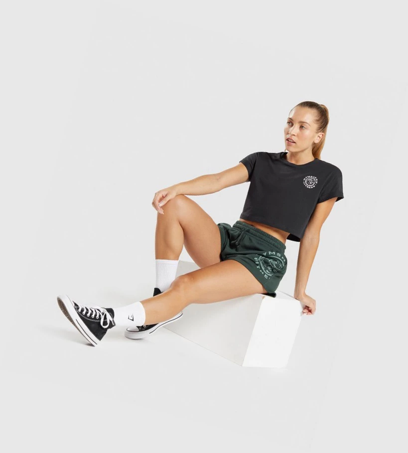 Gymshark Legacy Graafinen Crop Naisten T Paidat Mustat | GZKHQV473