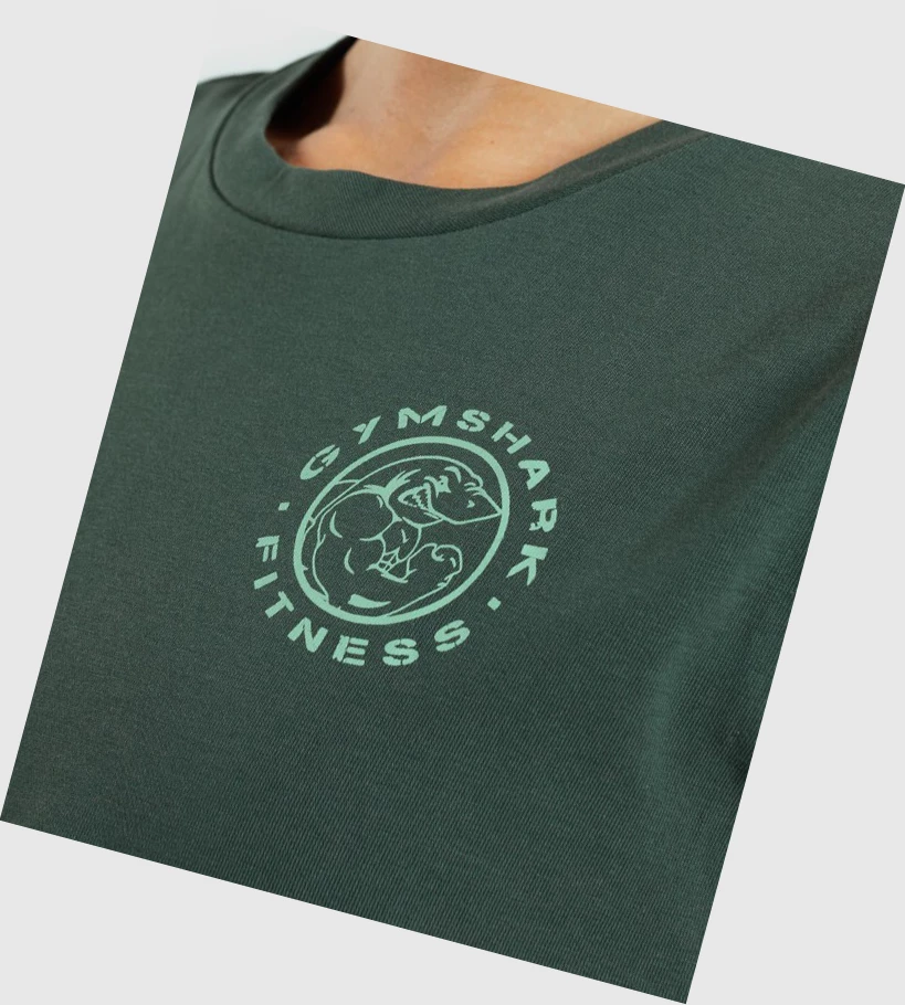 Gymshark Legacy Graafinen Crop Naisten T Paidat Tummanvihreä | MSGERH067