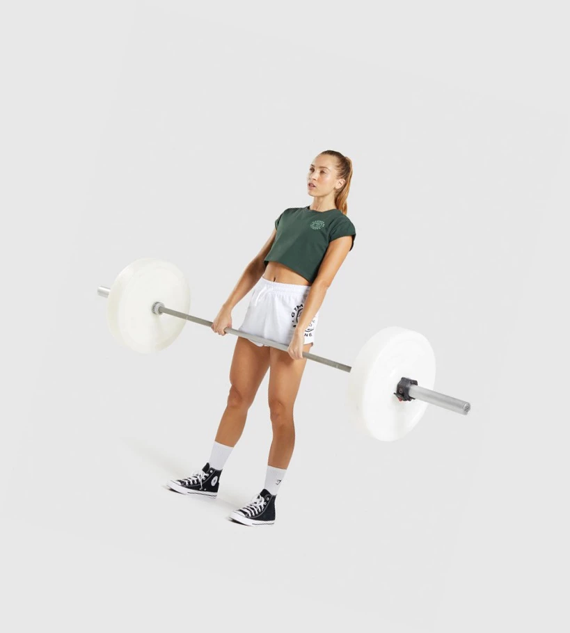 Gymshark Legacy Graafinen Crop Naisten T Paidat Tummanvihreä | RTUVEL286