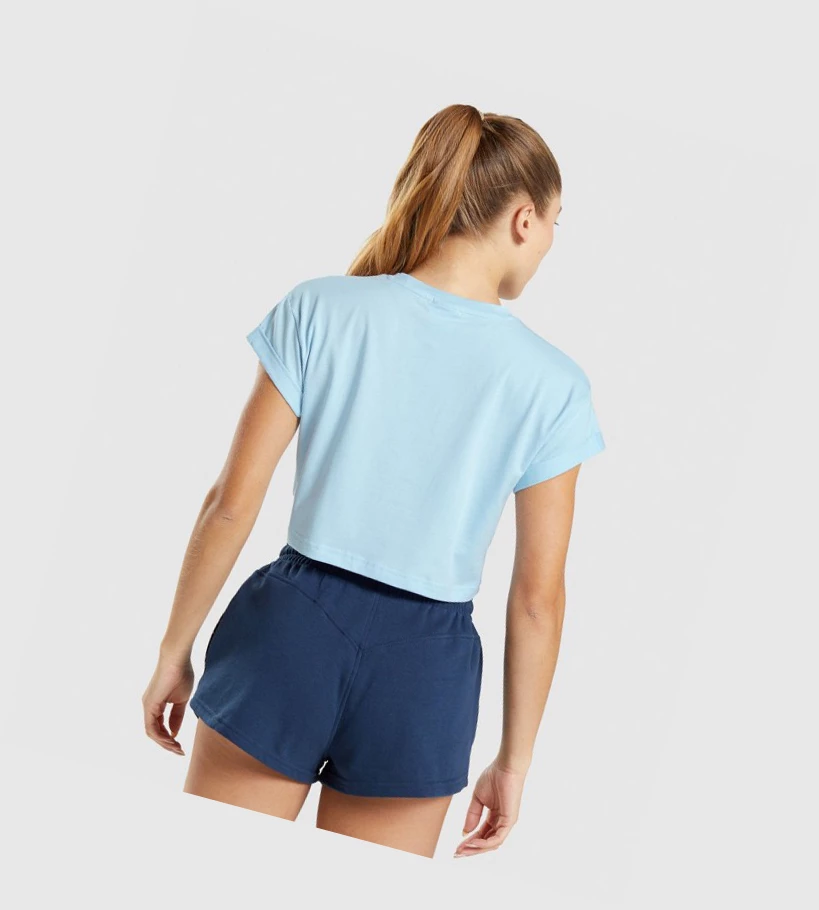 Gymshark Legacy Graafinen Crop Naisten T Paidat Sininen | SYEHQZ369