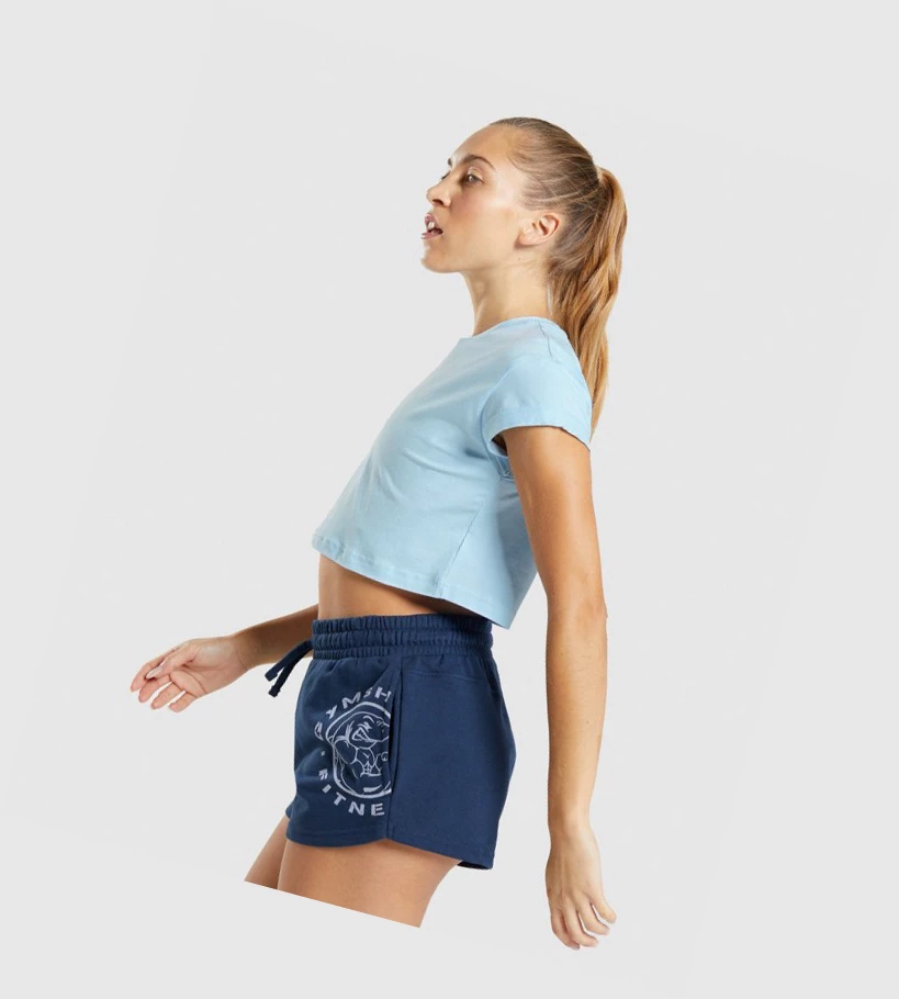 Gymshark Legacy Graafinen Crop Naisten T Paidat Sininen | SYEHQZ369