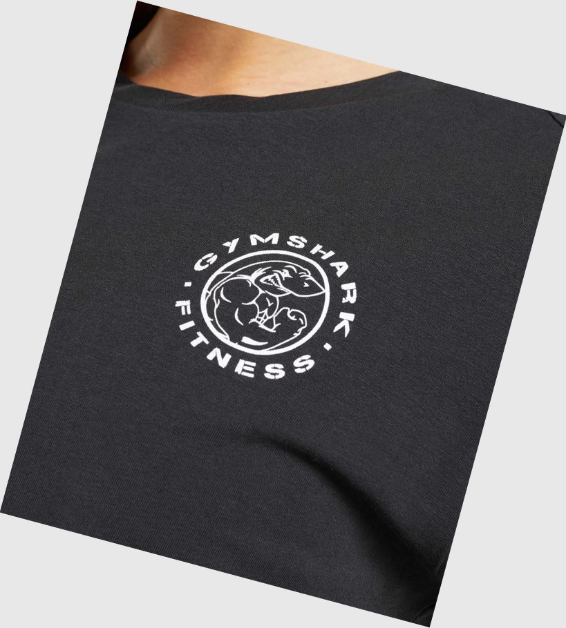 Gymshark Legacy Graafinen Crop Naisten T Paidat Mustat | ZMCTWG168