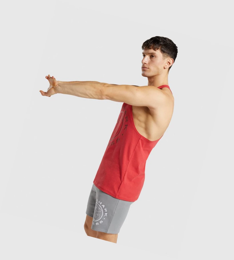 Gymshark Legacy Miesten Hihaton Paita Punainen | RJMKNV718