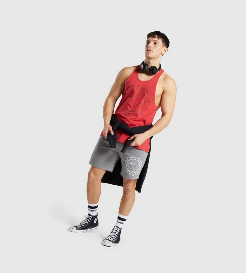 Gymshark Legacy Miesten Hihaton Paita Punainen | RJMKNV718