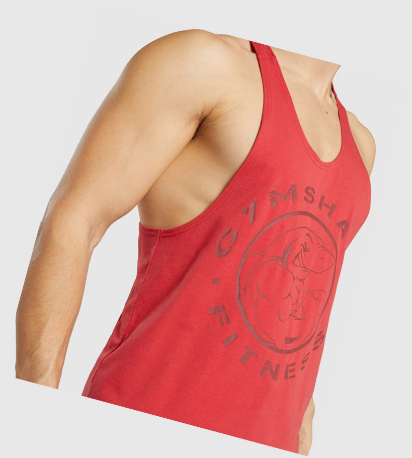 Gymshark Legacy Miesten Hihaton Paita Punainen | RJMKNV718