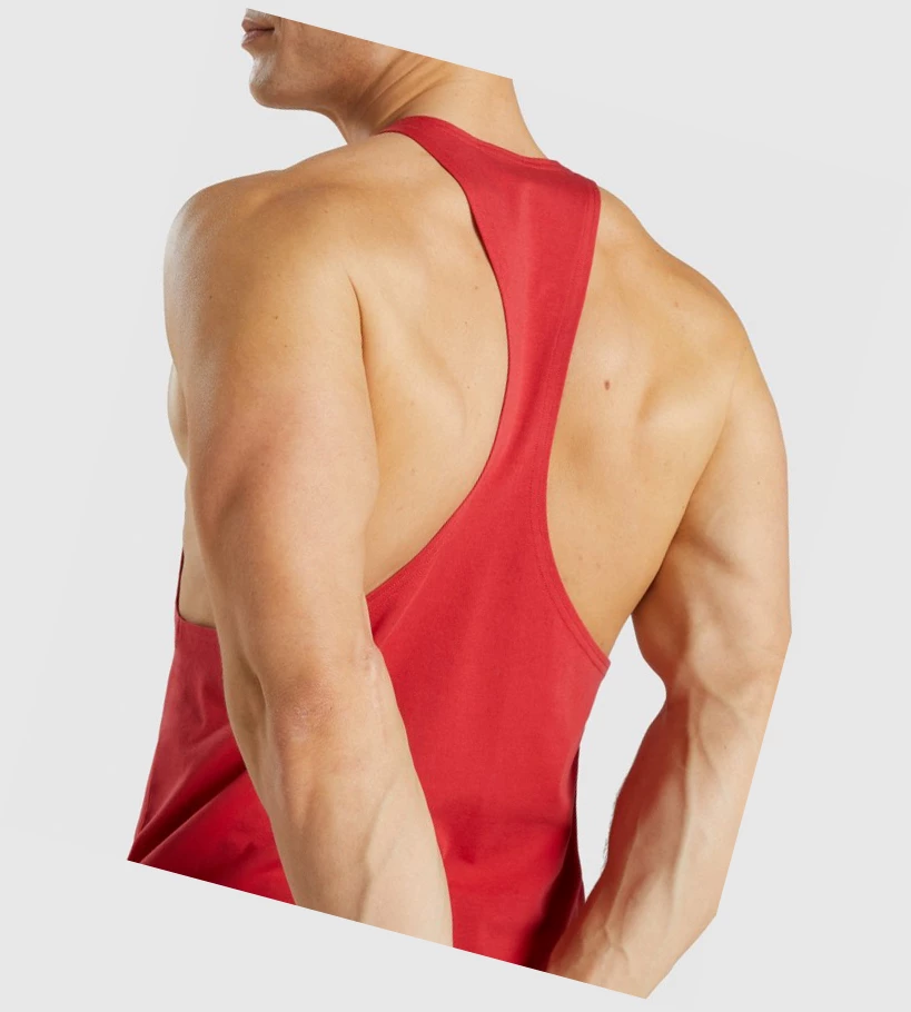 Gymshark Legacy Miesten Hihaton Paita Punainen | RJMKNV718