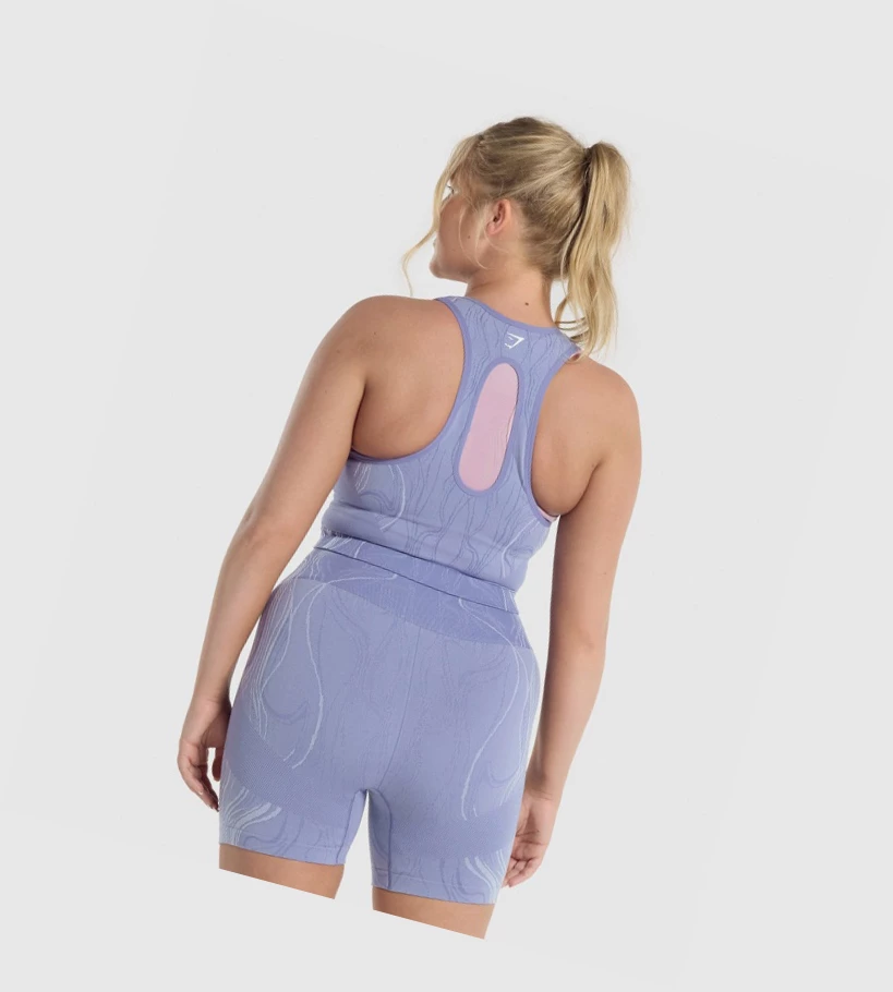 Gymshark Mercury Seamless Crop Naisten Hihaton Paita Sininen | CSANGR582