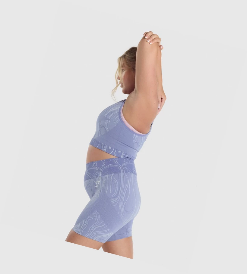 Gymshark Mercury Seamless Crop Naisten Hihaton Paita Sininen | CSANGR582