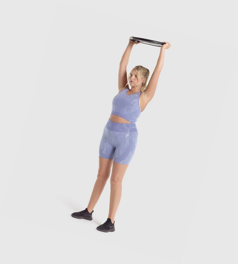 Gymshark Mercury Seamless Crop Naisten Hihaton Paita Sininen | CSANGR582