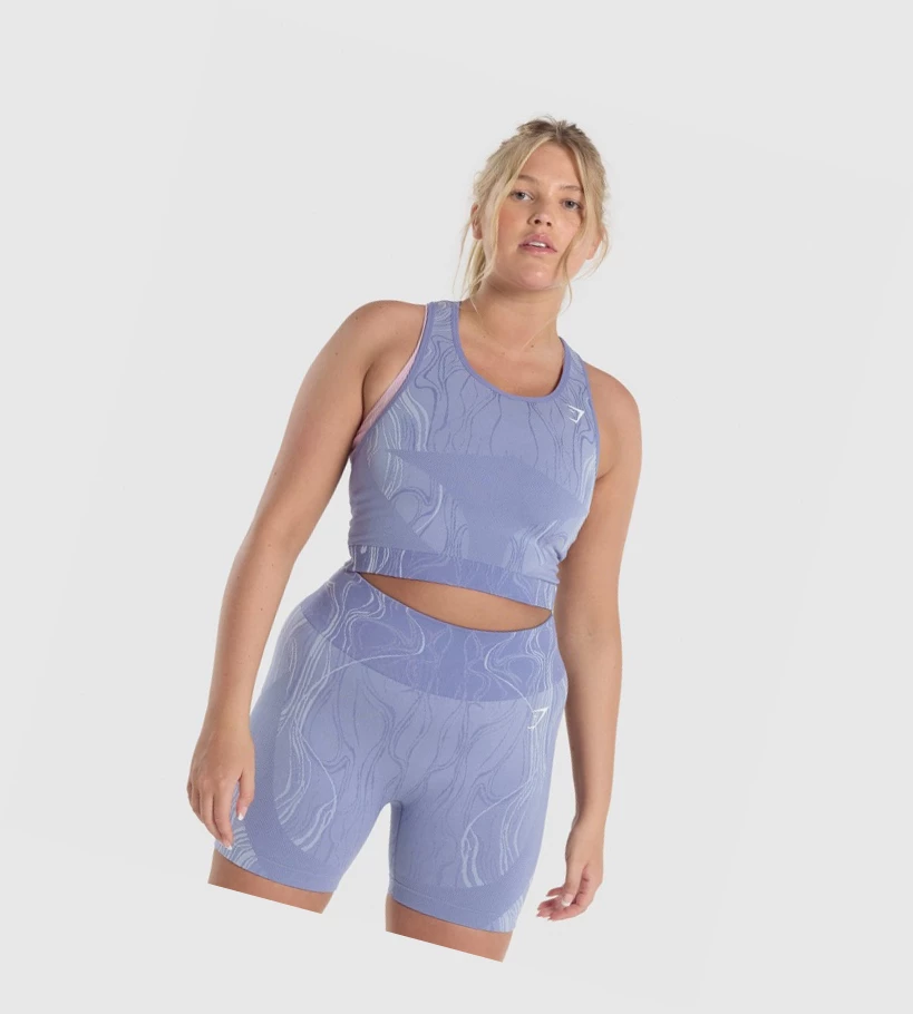Gymshark Mercury Seamless Crop Naisten Hihaton Paita Sininen | CSANGR582
