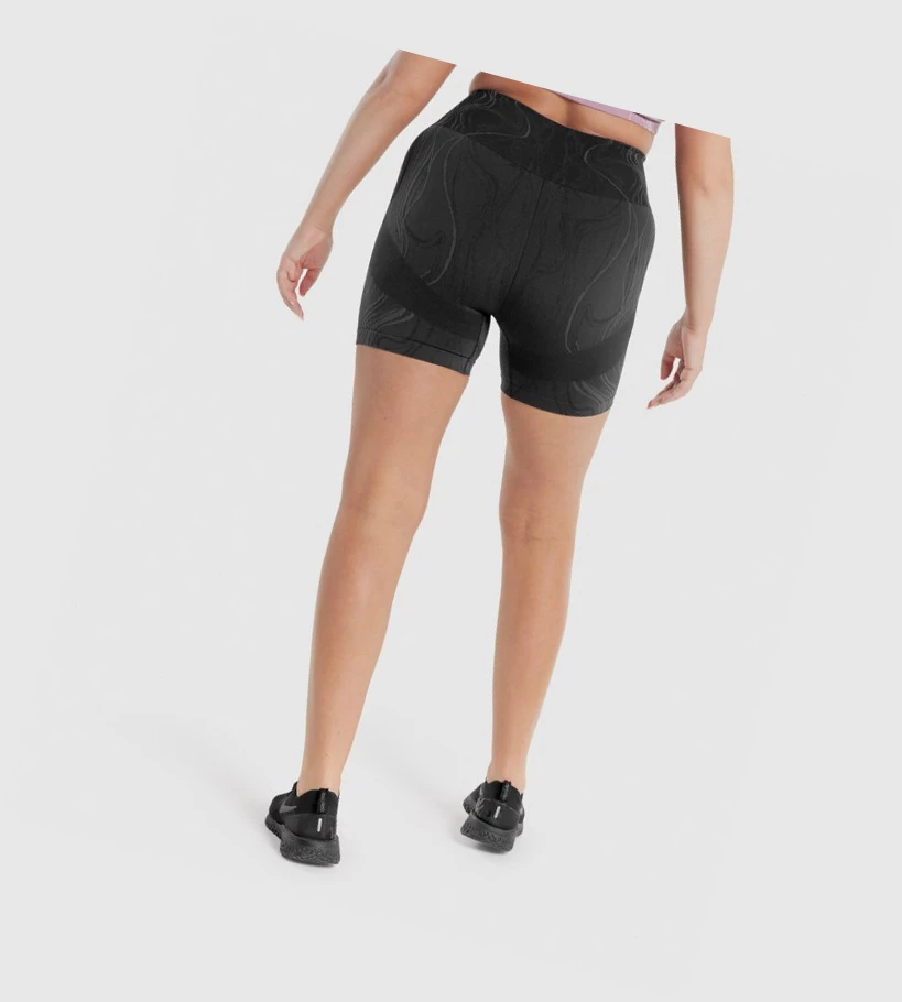 Gymshark Mercury Seamless Naisten Shortsit Mustat | CZEFJS541