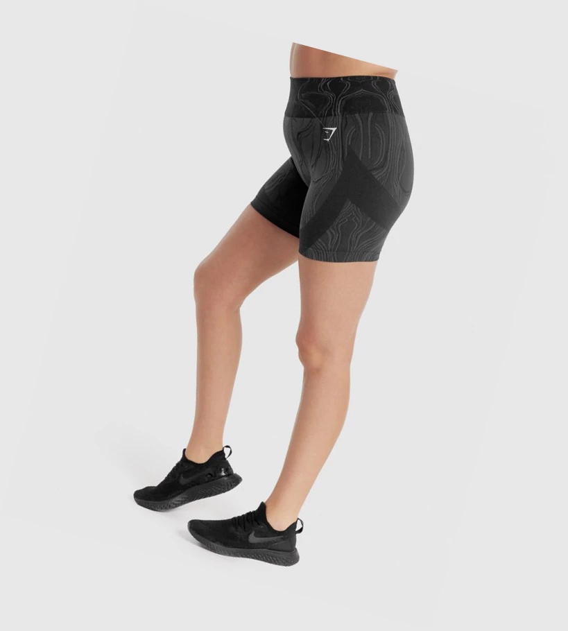 Gymshark Mercury Seamless Naisten Shortsit Mustat | CZEFJS541