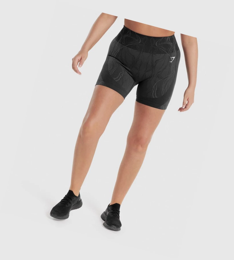 Gymshark Mercury Seamless Naisten Shortsit Mustat | CZEFJS541