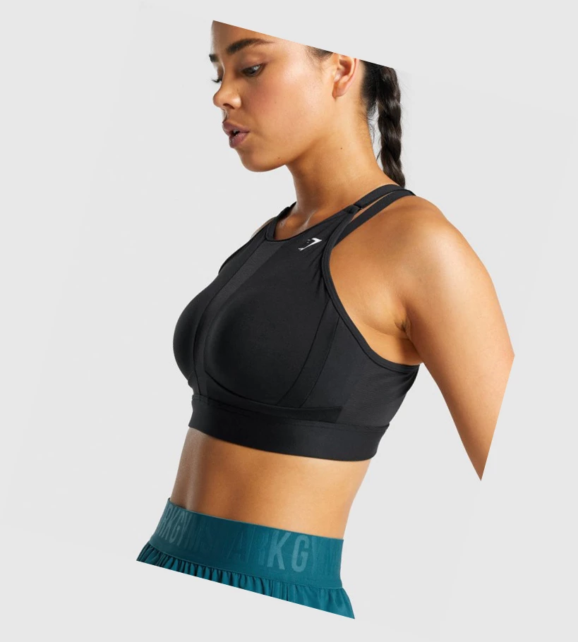 Gymshark Mesh Neckline Koulutus Naisten Urheiluliivit Mustat | FCROZS496