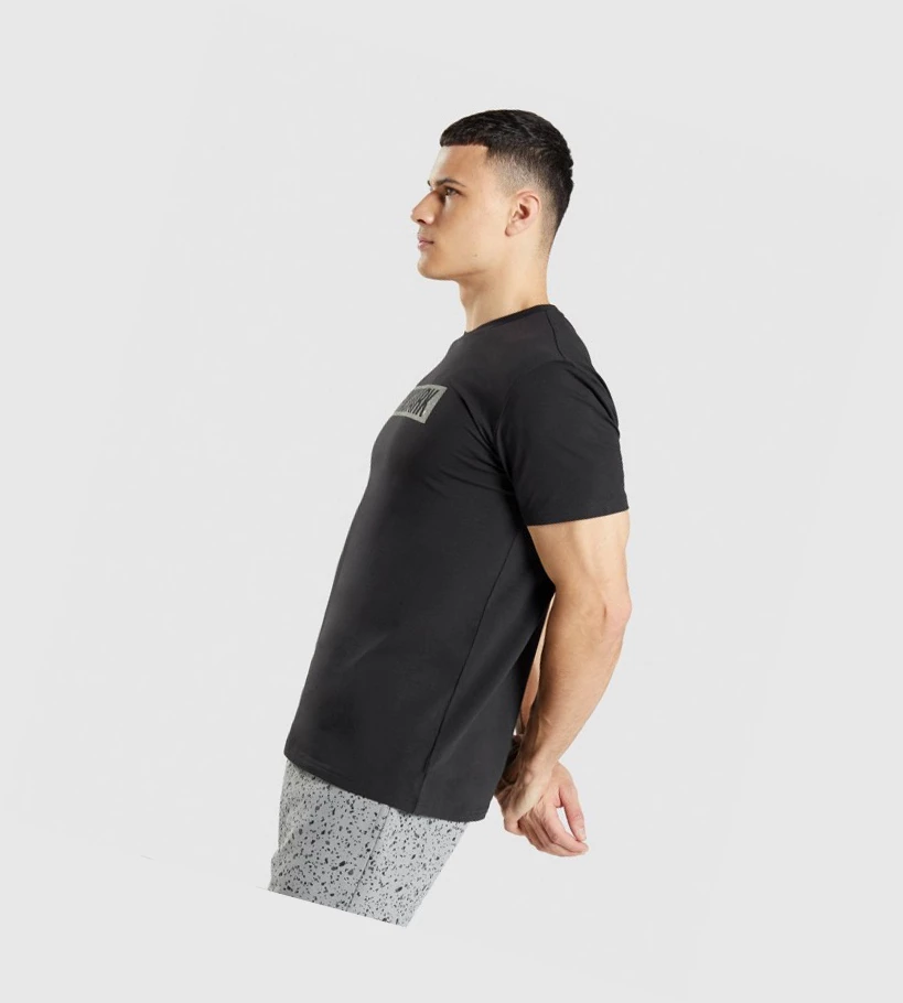 Gymshark Micro Print Block Infill Miesten T Paidat Mustat | BWELRP387