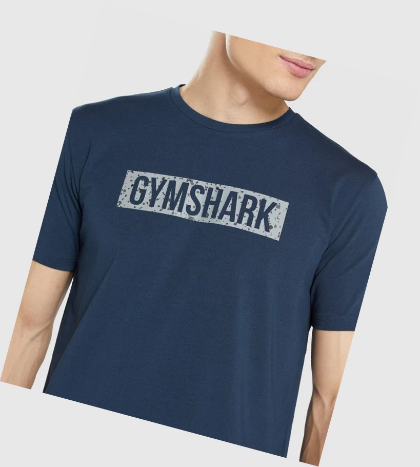 Gymshark Micro Print Block Infill Miesten T Paidat Laivastonsininen | PRVCHJ795