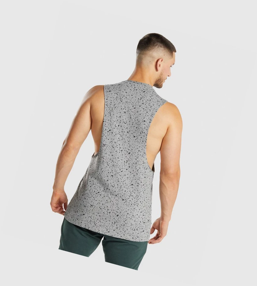 Gymshark Micro Print Drop Arm Miesten Hihaton Paita Harmaat | MXJTSR862