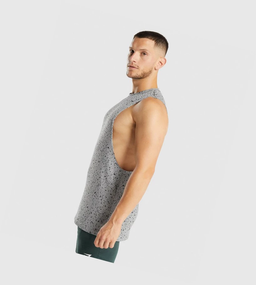 Gymshark Micro Print Drop Arm Miesten Hihaton Paita Harmaat | MXJTSR862