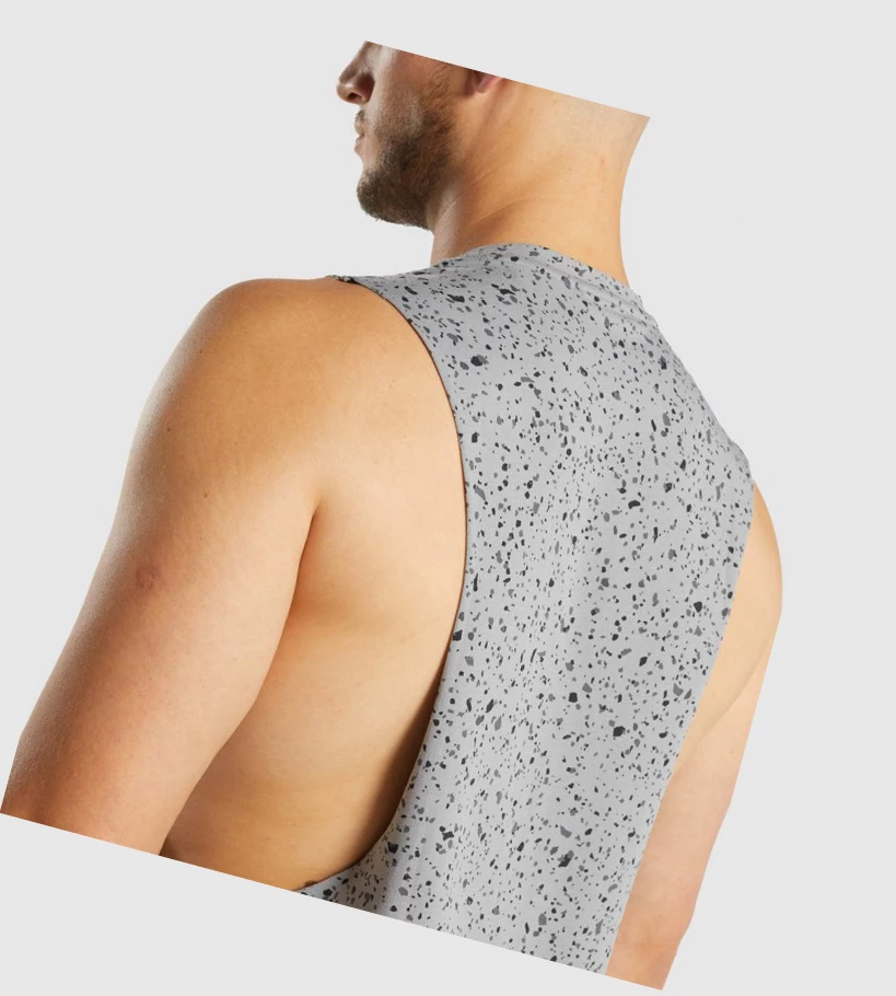 Gymshark Micro Print Drop Arm Miesten Hihaton Paita Harmaat | MXJTSR862