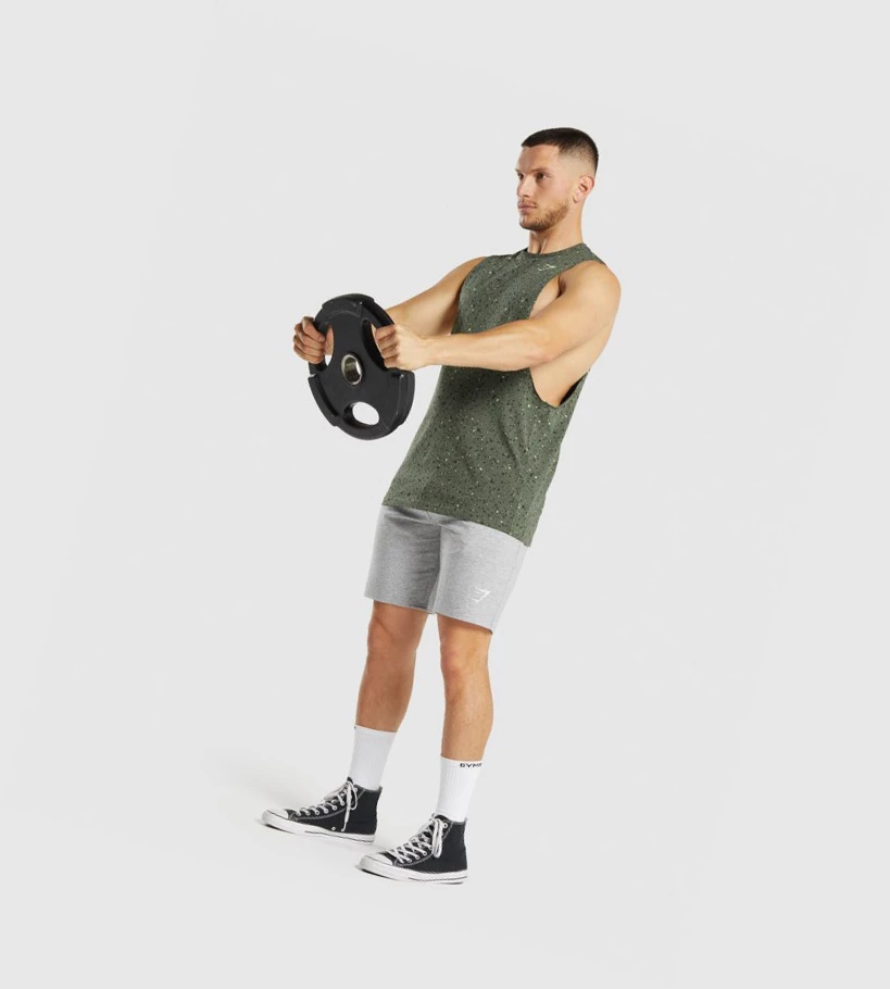 Gymshark Micro Print Drop Arm Miesten Hihaton Paita Vihreä | WANGUP364