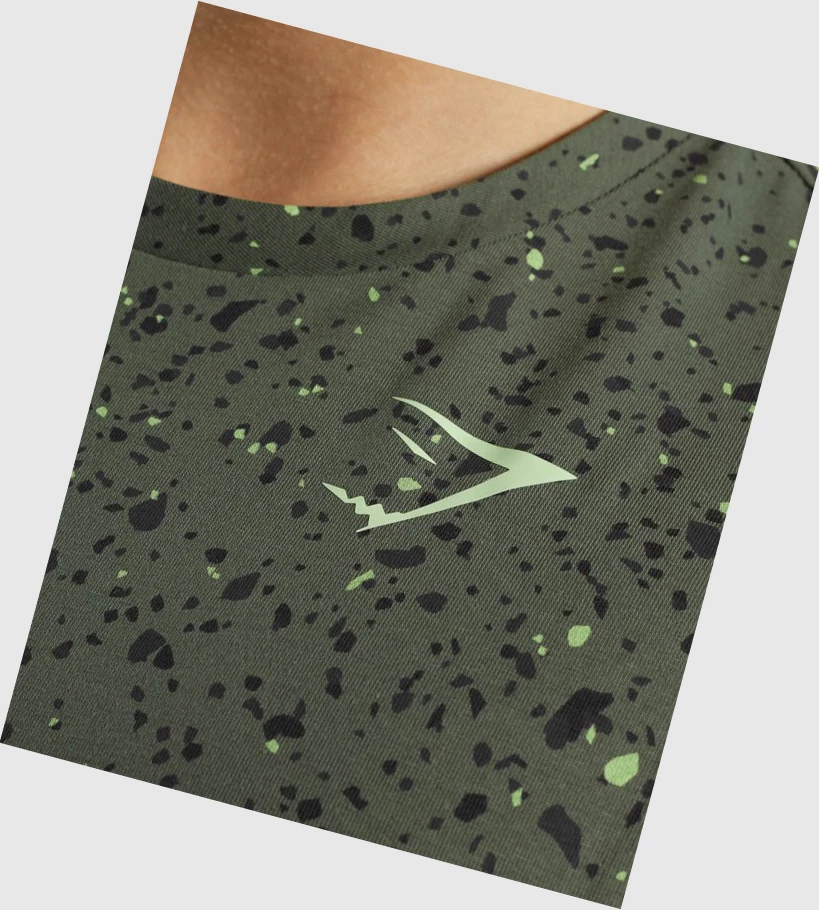 Gymshark Micro Print Drop Arm Miesten Hihaton Paita Vihreä | WANGUP364