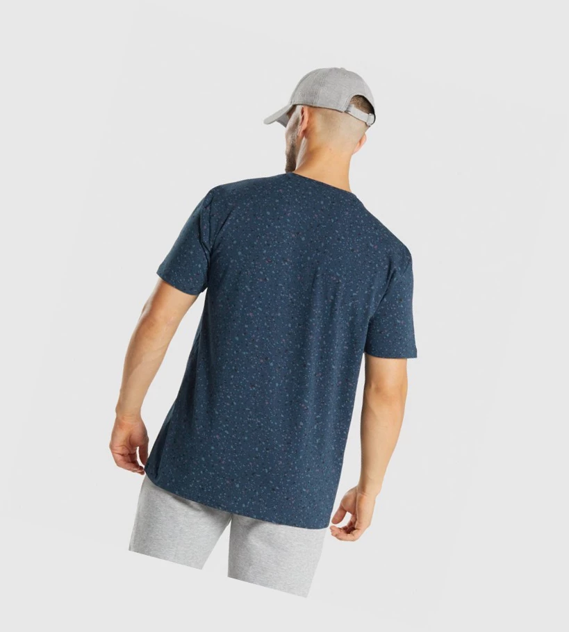 Gymshark Micro Print Miesten T Paidat Laivastonsininen | UCZFHA093