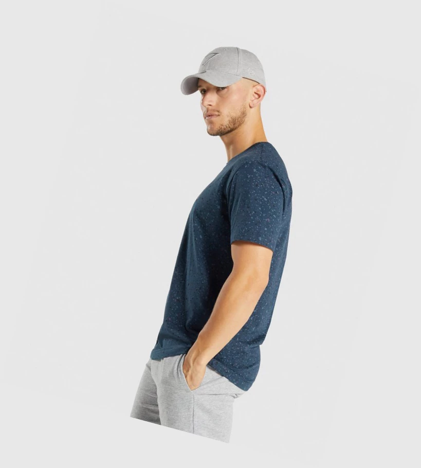 Gymshark Micro Print Miesten T Paidat Laivastonsininen | UCZFHA093