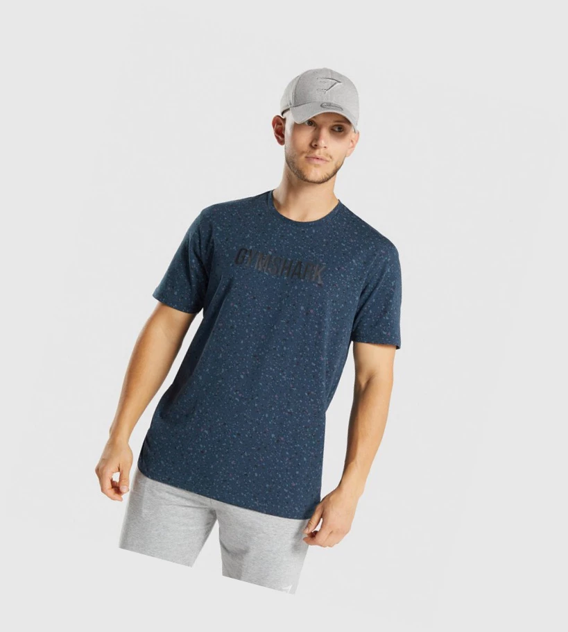 Gymshark Micro Print Miesten T Paidat Laivastonsininen | UCZFHA093
