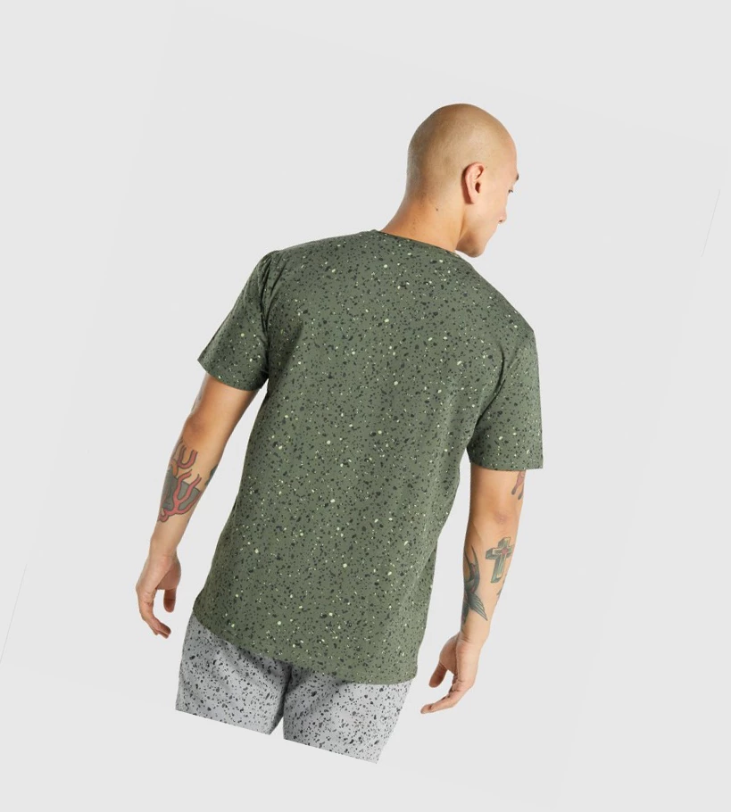 Gymshark Micro Print Miesten T Paidat Vihreä | HIMTSP374