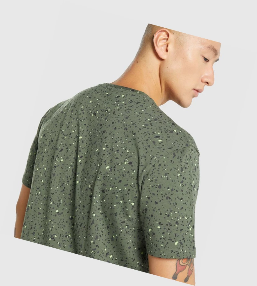 Gymshark Micro Print Miesten T Paidat Vihreä | HIMTSP374