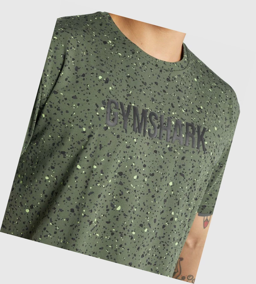 Gymshark Micro Print Miesten T Paidat Vihreä | HIMTSP374