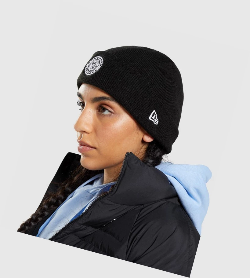 Gymshark New Era Legacy Cuff Knit Naisten Headband Mustat | NYVQAU845