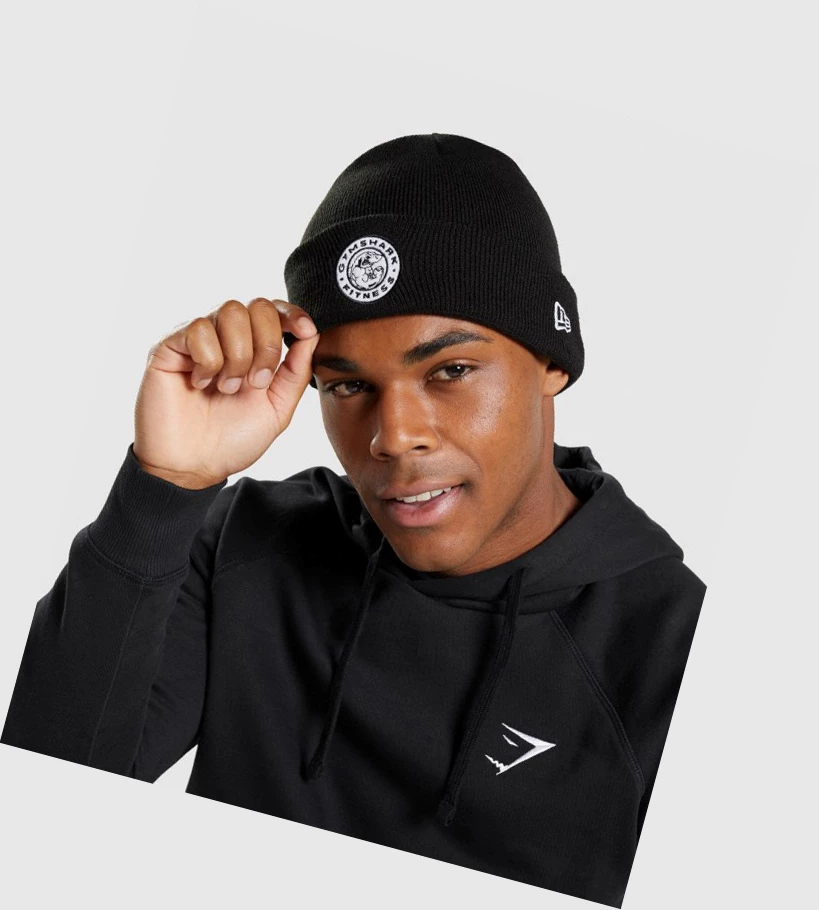 Gymshark New Era Legacy Cuff Knit Naisten Headband Mustat | NYVQAU845