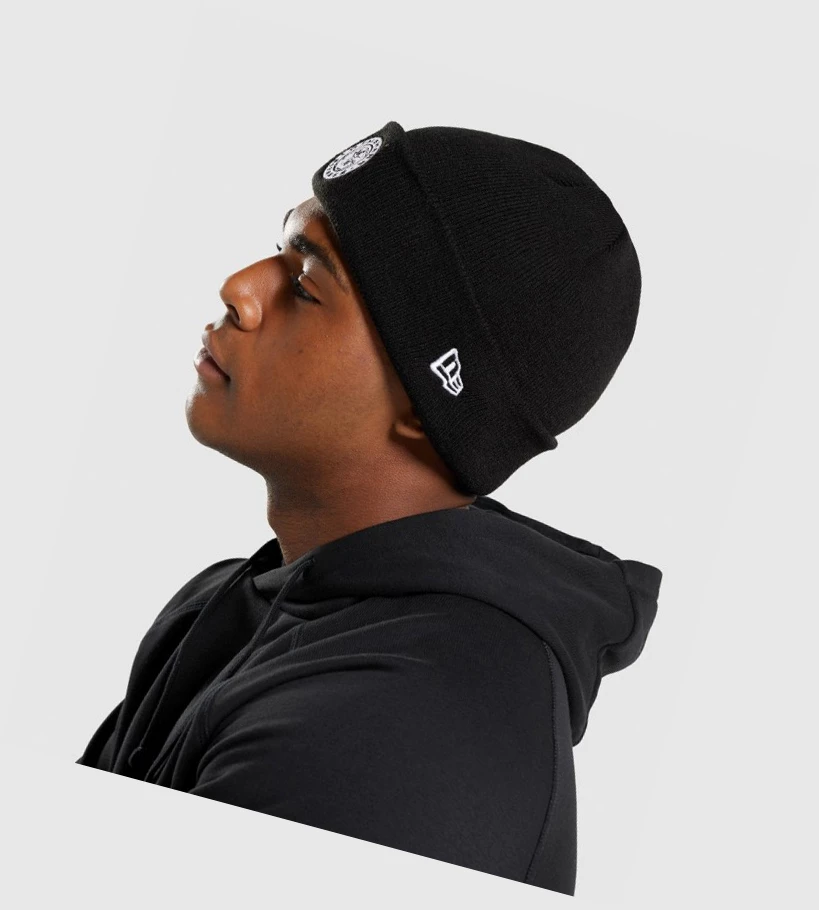 Gymshark New Era Legacy Cuff Knit Naisten Headband Mustat | NYVQAU845