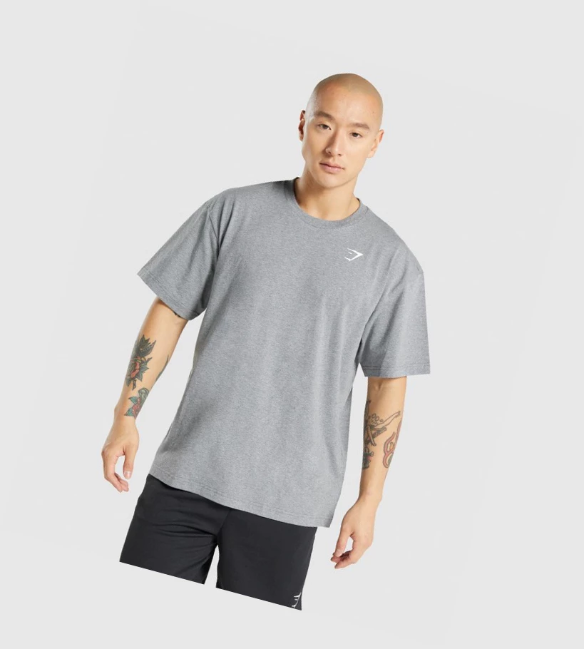Gymshark Oversized Miesten T Paidat Harmaat | KEVNQH542