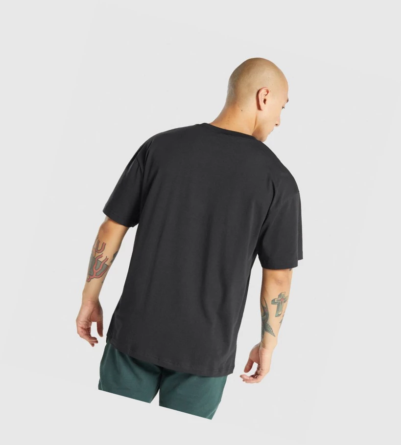 Gymshark Oversized Miesten T Paidat Mustat | SHPJMB961