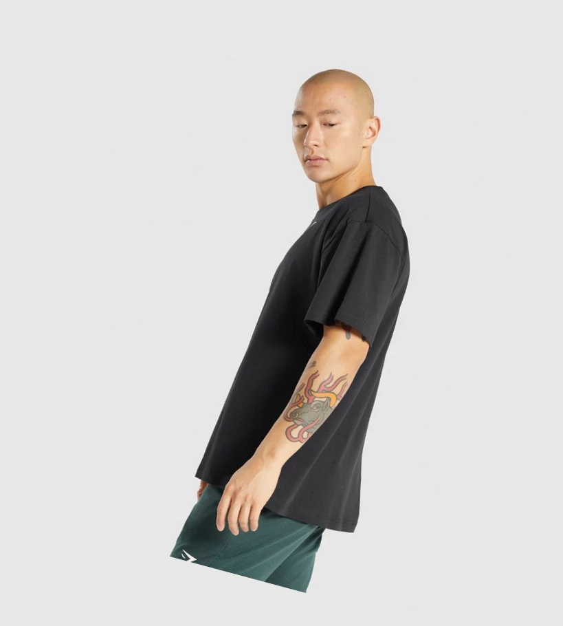 Gymshark Oversized Miesten T Paidat Mustat | SHPJMB961