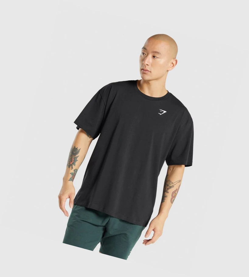 Gymshark Oversized Miesten T Paidat Mustat | SHPJMB961