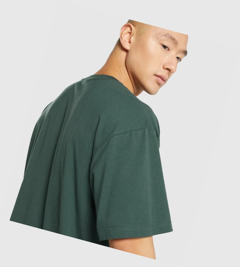 Gymshark Oversized Miesten T Paidat Tummanvihreä | TGRMLY972
