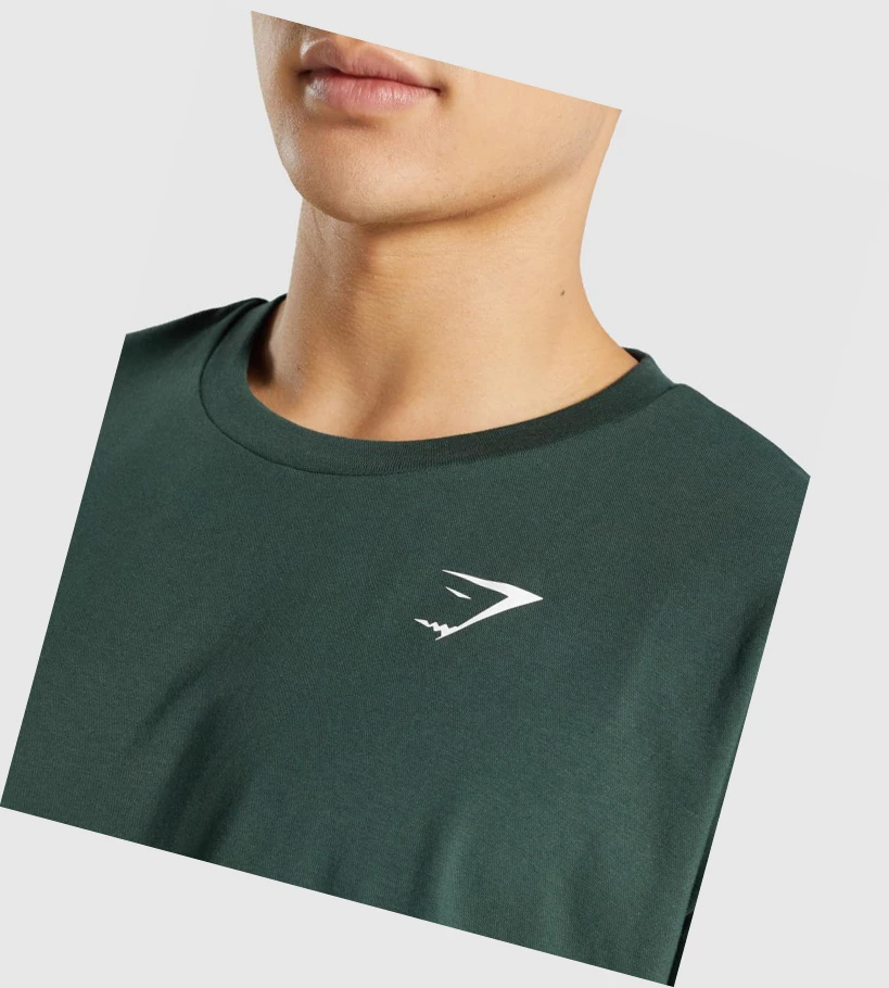 Gymshark Oversized Miesten T Paidat Tummanvihreä | TGRMLY972