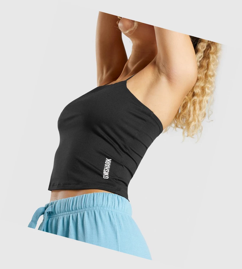 Gymshark Pause Cami Naisten Hihaton Paita Mustat | AVEPWZ751
