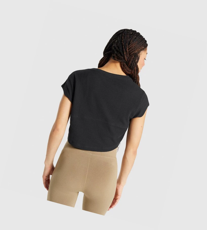 Gymshark Pause Crop Top Naisten Puserot Mustat | ILNDXV327