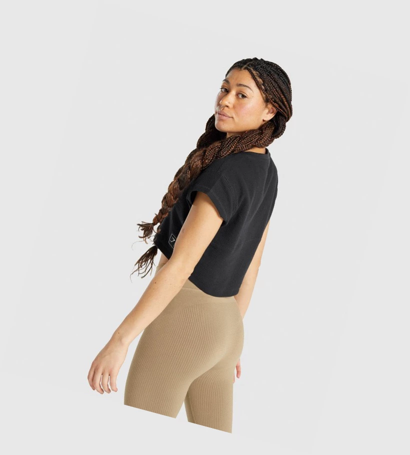 Gymshark Pause Crop Top Naisten Puserot Mustat | ILNDXV327