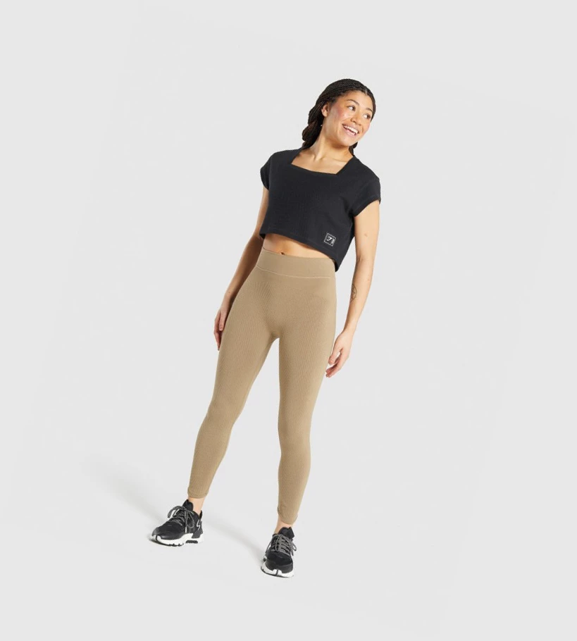 Gymshark Pause Crop Top Naisten Puserot Mustat | ILNDXV327