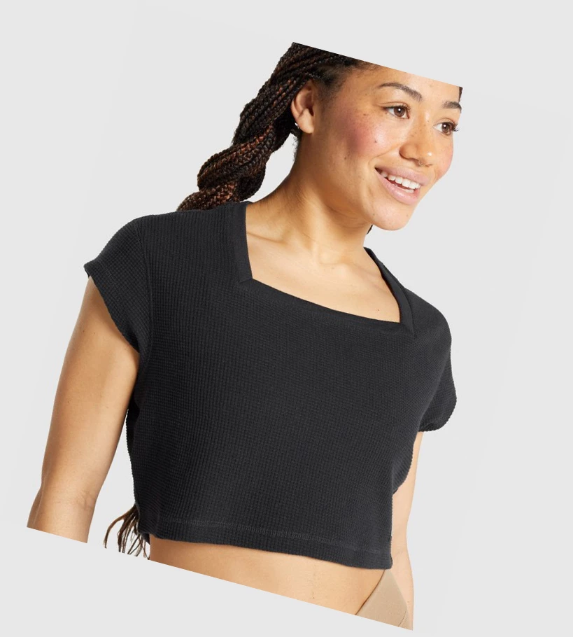 Gymshark Pause Crop Top Naisten Puserot Mustat | ILNDXV327