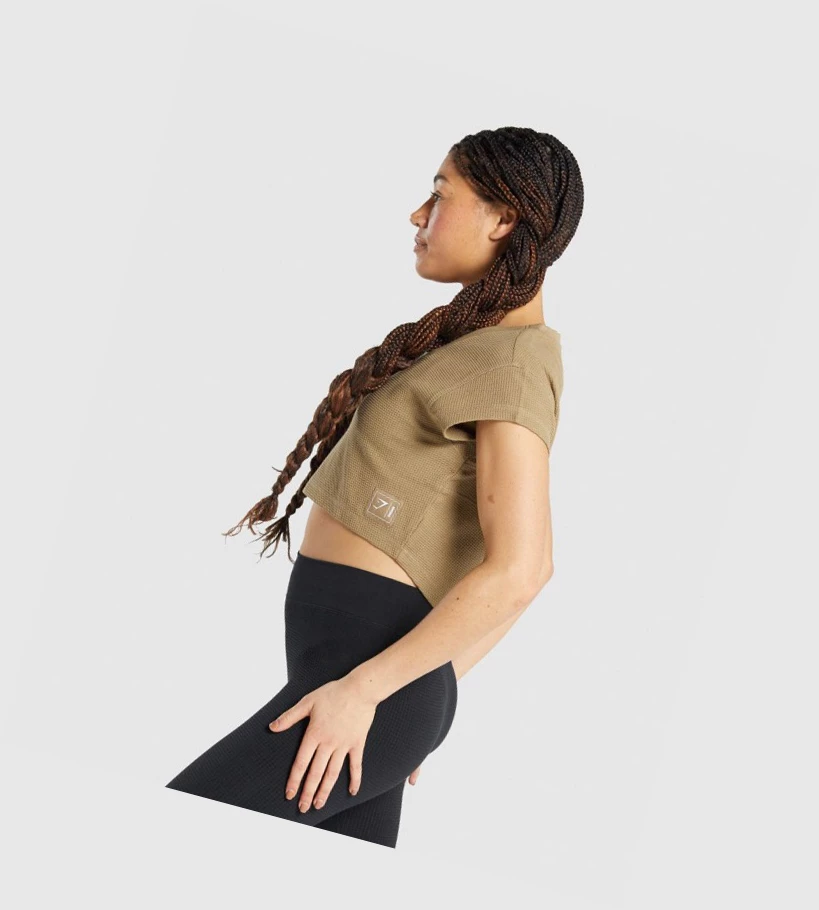 Gymshark Pause Crop Top Naisten T Paidat Vaaleanruskea | WKHITQ812
