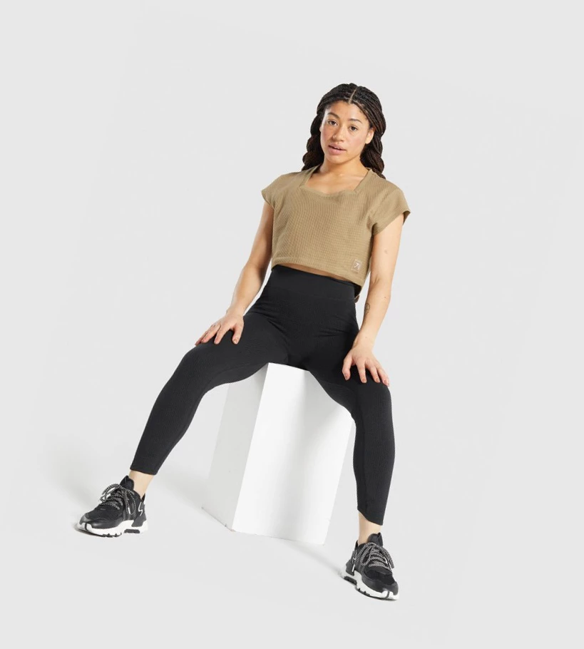 Gymshark Pause Crop Top Naisten T Paidat Vaaleanruskea | WKHITQ812