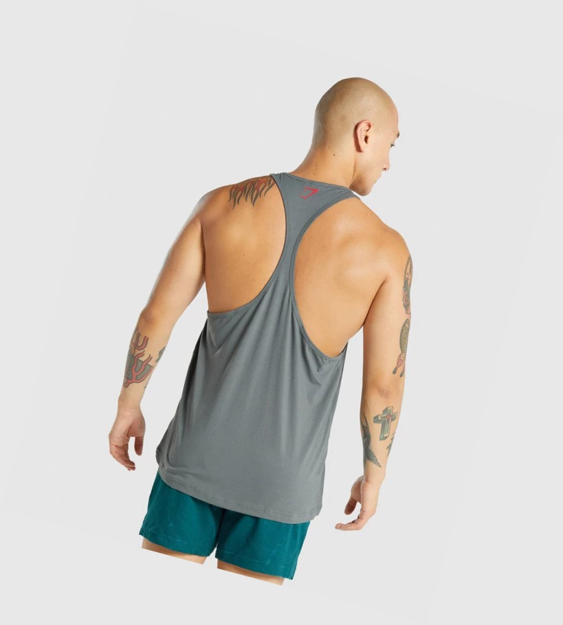 Gymshark Power Miesten Hihaton Paita Harmaat | KQFJWA731